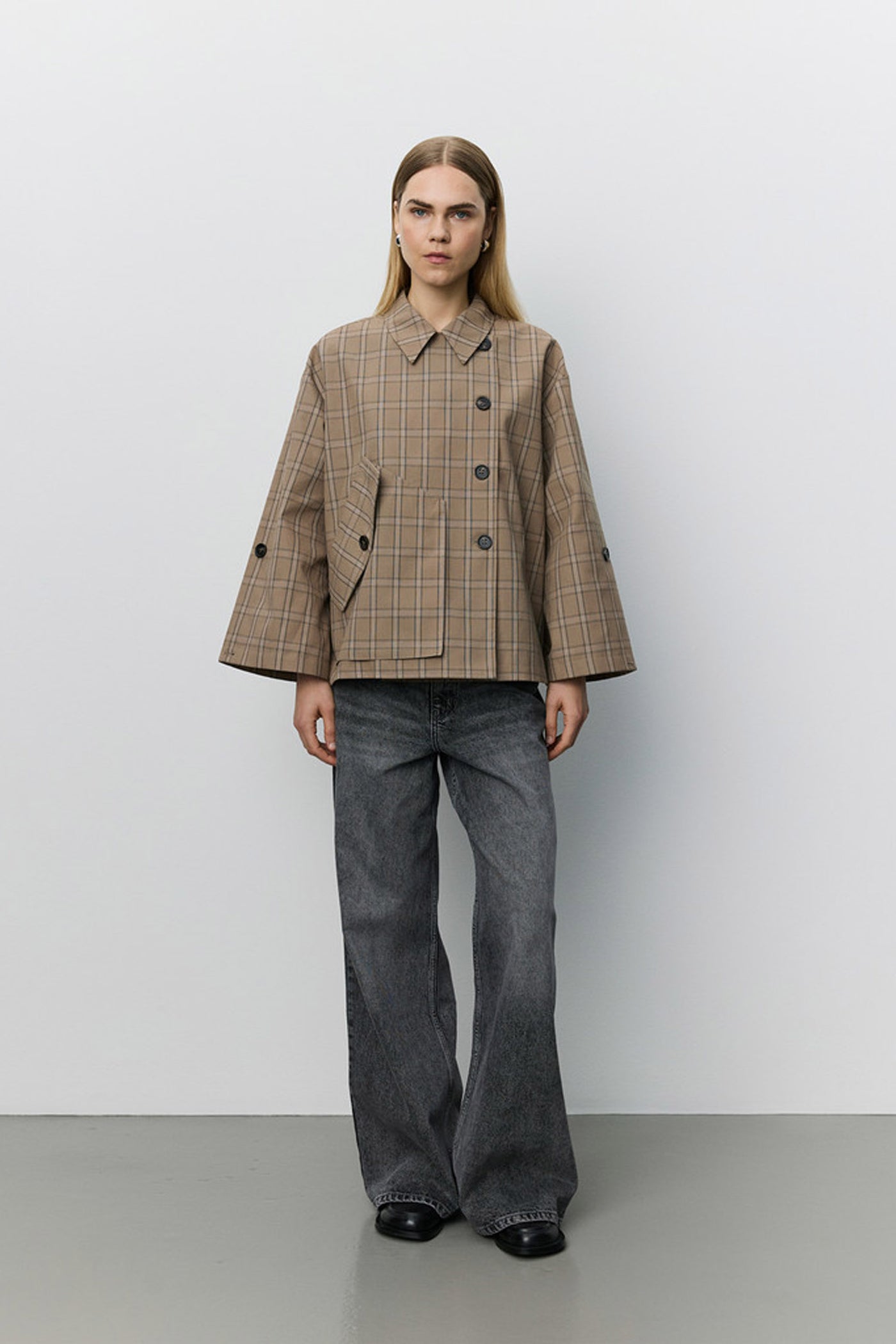AGATHASW CHECK JACKET 9145 Light Brown Check - SNOS767