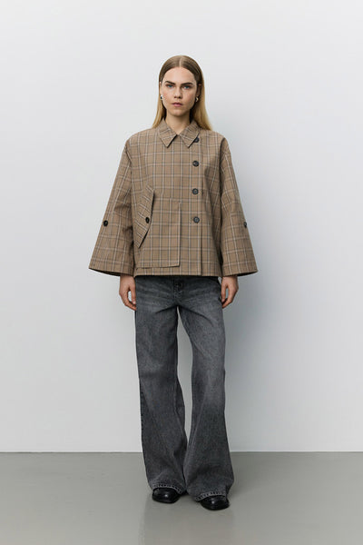 AGATHASW CHECK JACKET 9145 Light Brown Check - SNOS767 Thumbnail