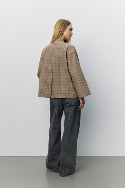 AGATHASW CHECK JACKET 9145 Light Brown Check - SNOS767 Thumbnail
