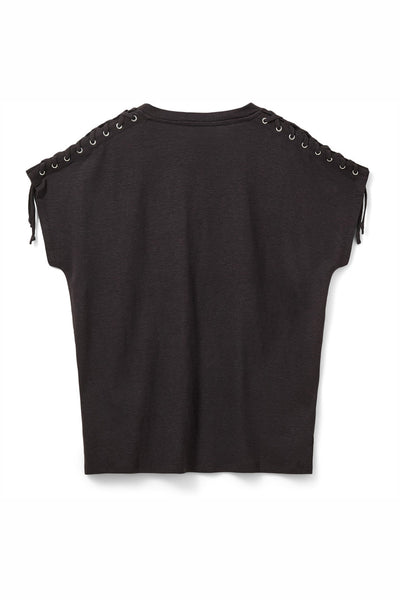 ALEIDSW LINEN MIX T-SHIRT 1000 Black - S261165 Thumbnail