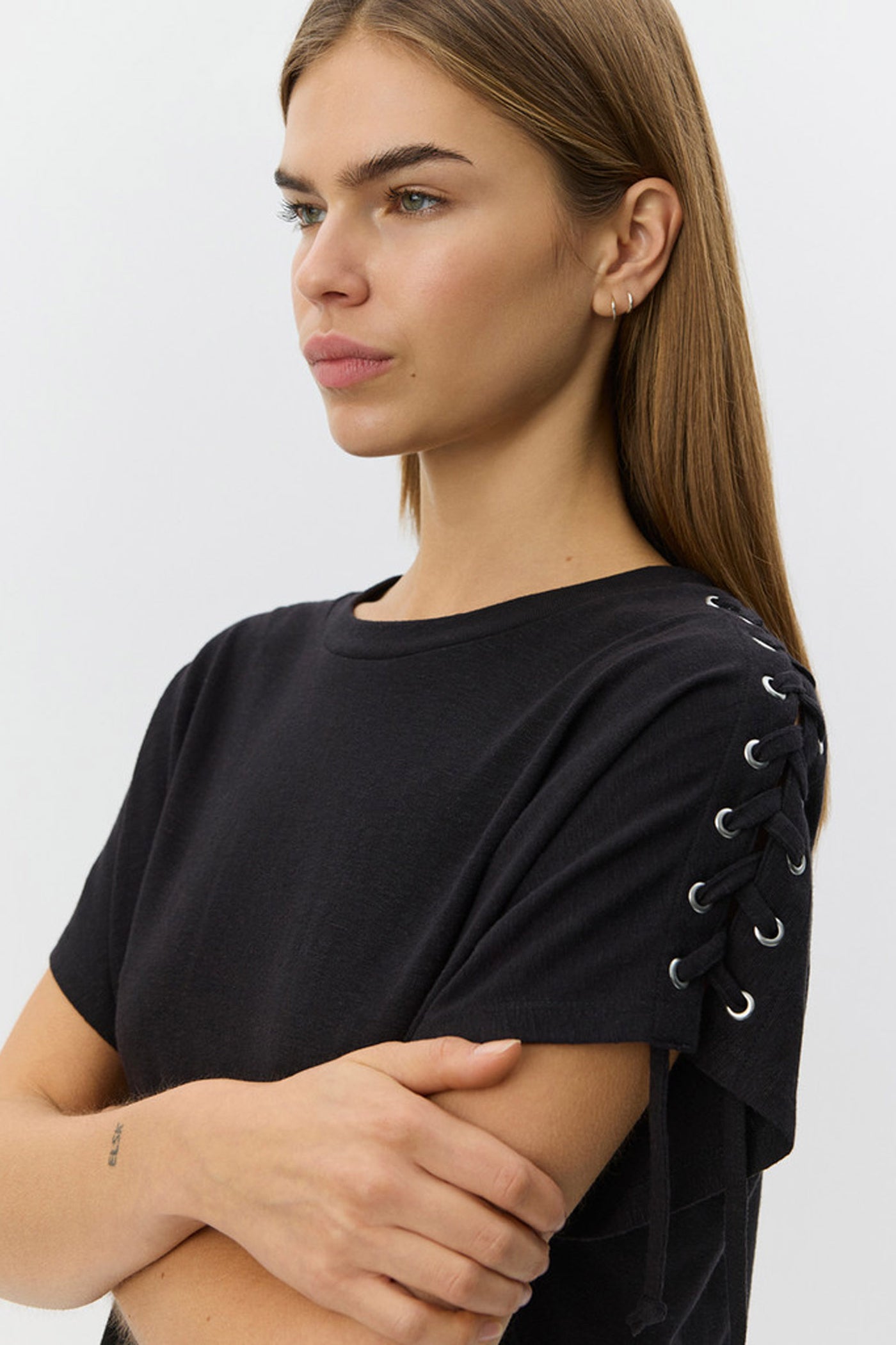 ALEIDSW LINEN MIX T-SHIRT 1000 Black - S261165