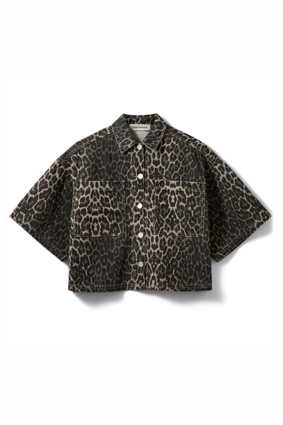 ALINESW DENIM SHIRT 9086 Light brown leopard - S261510 Thumbnail