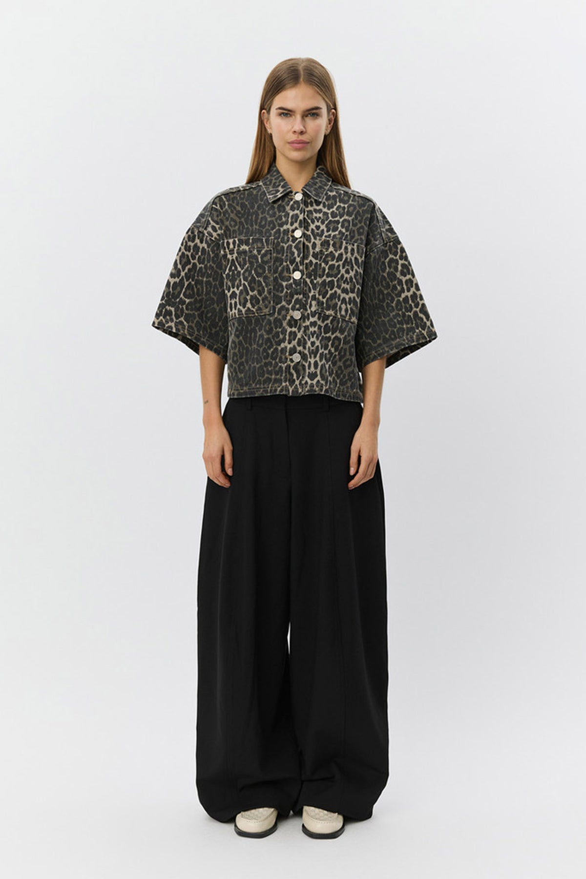 ALINESW DENIM SHIRT 9086 Light brown leopard - S261510