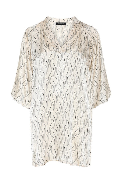 AcaraBBWendisa dress Wavy print White cream - BBW5027 Thumbnail