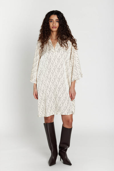 AcaraBBWendisa dress Wavy print White cream - BBW5027 Thumbnail