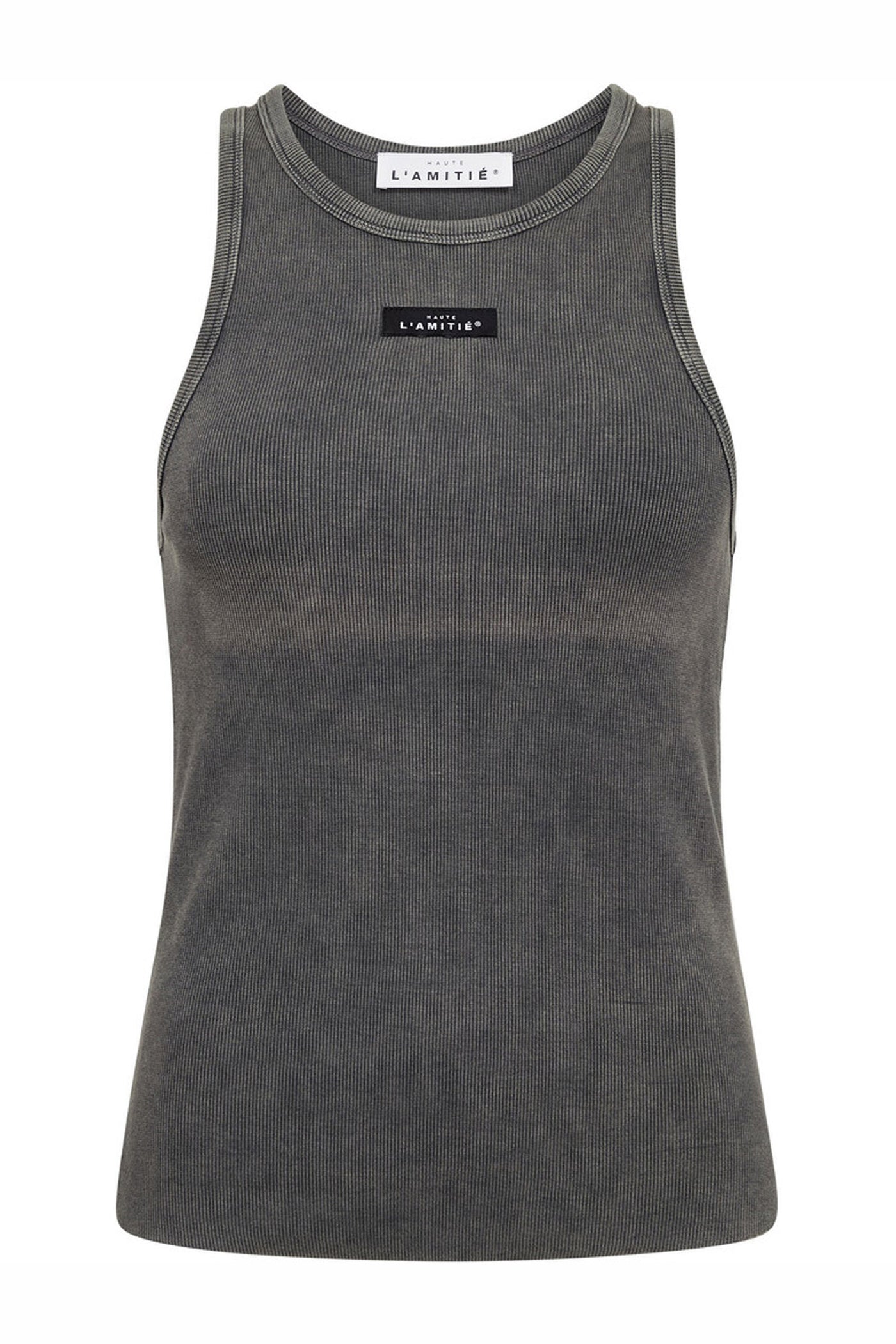 Acid Rib Badge Tank Black Acid Wash - HL10510