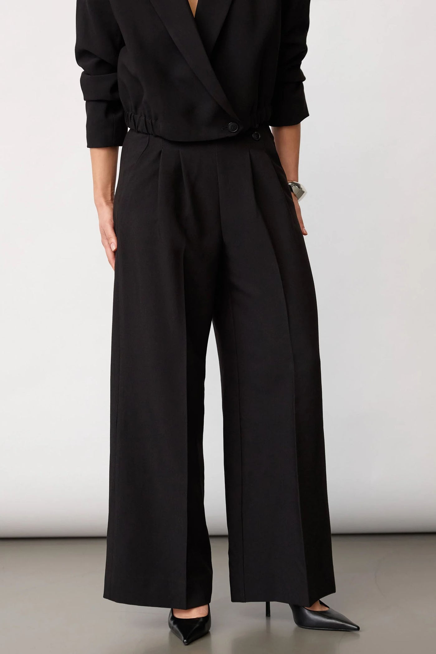 AcileCC Pleat Pant 96-Black - 41225