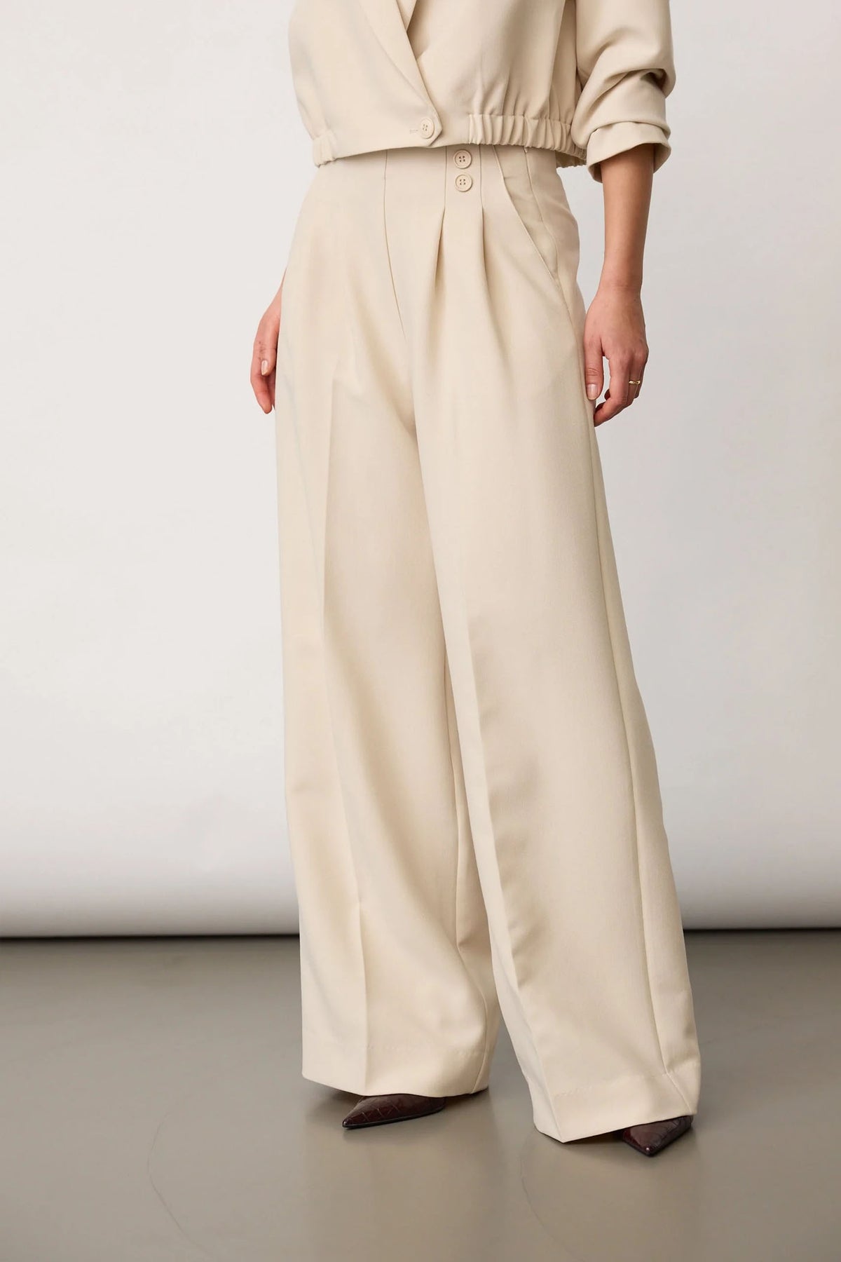 AcileCC Pleat Pant LL 199-Bone - 41217