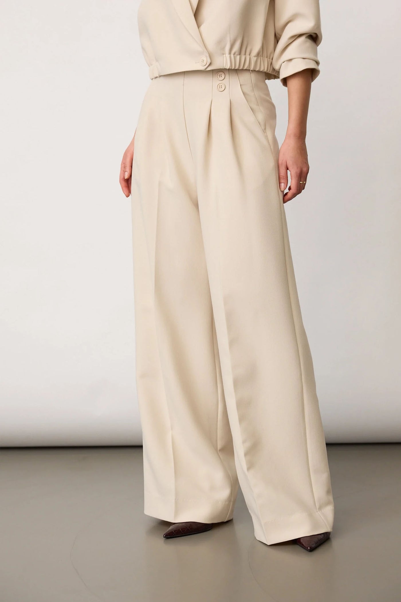 AcileCC Pleat Pant LL 199-Bone - 41217