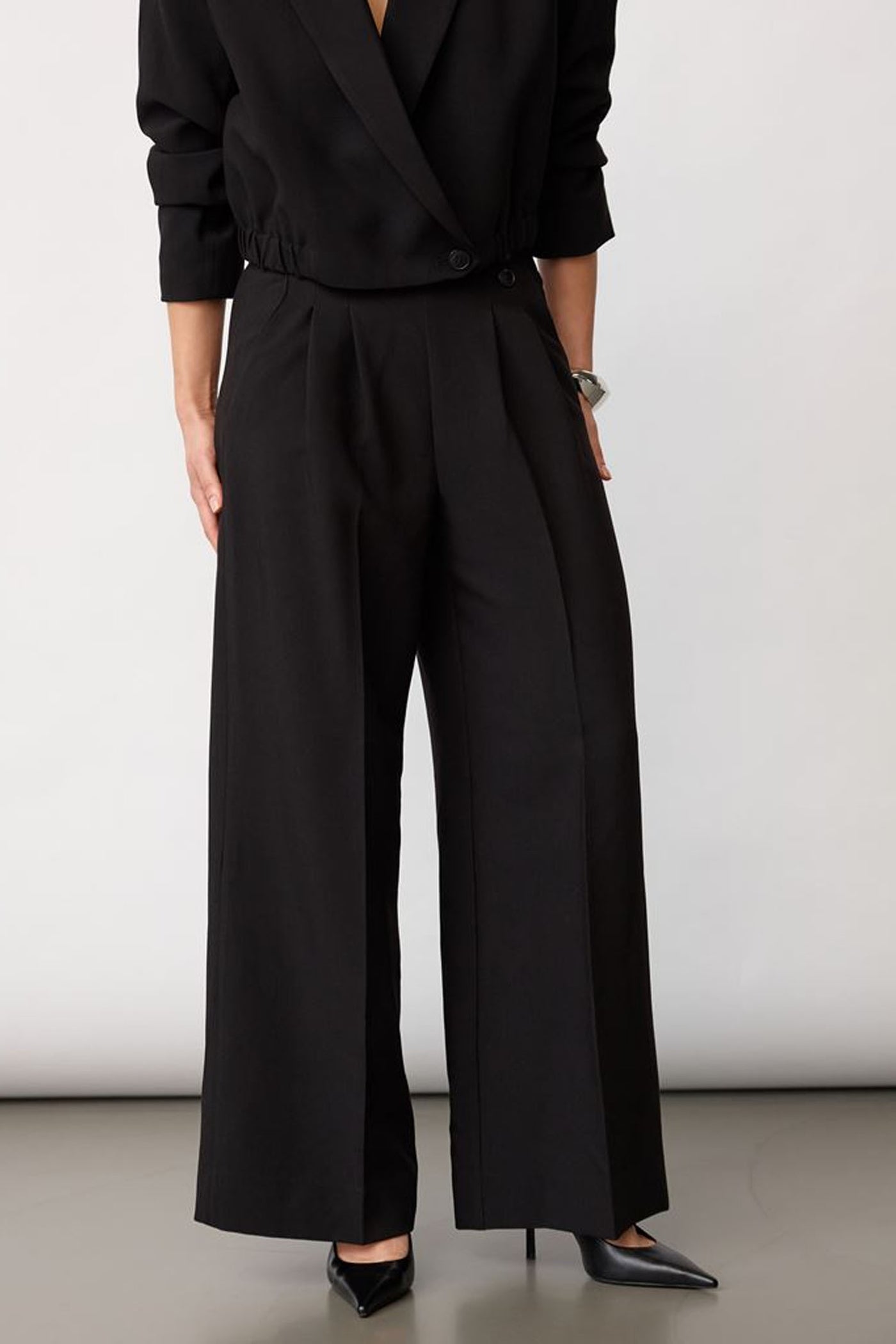 AcileCC Pleat Pant LL 96-Black - 41217
