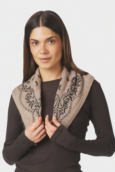 Adelina Paisley Knit Scarf BEIGE MELANGE - 169506 Thumbnail
