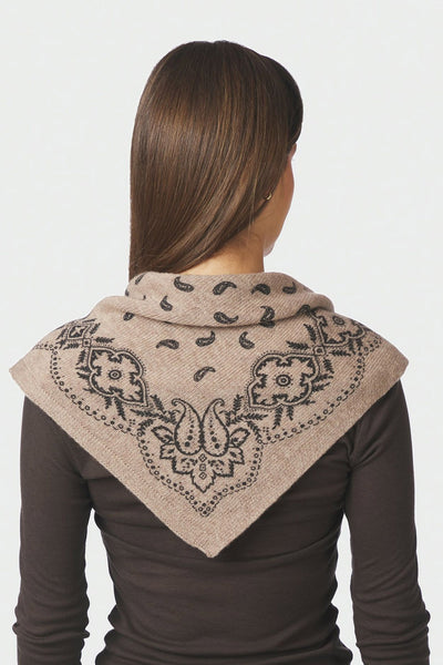 Adelina Paisley Knit Scarf BEIGE MELANGE - 169506 Thumbnail