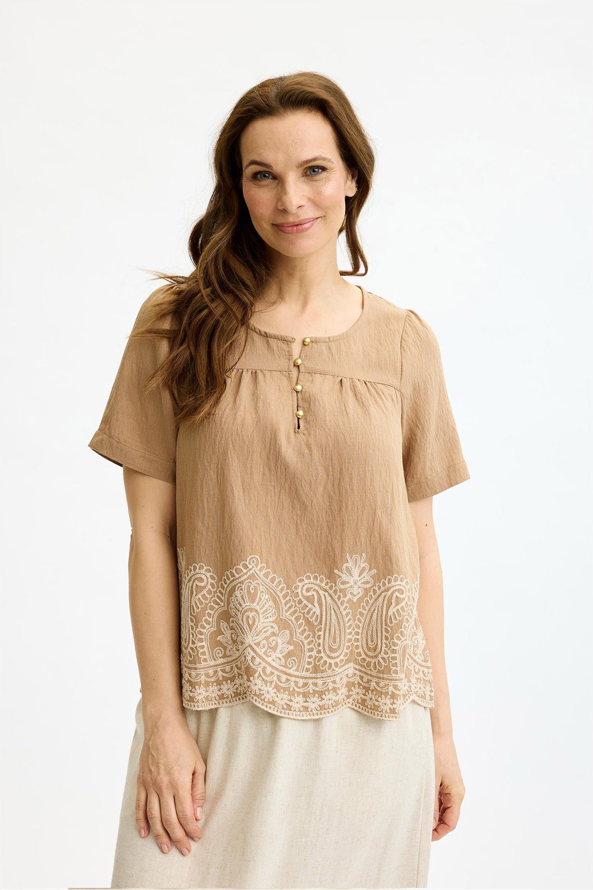 Agnes blouse Dark Sand - 17100