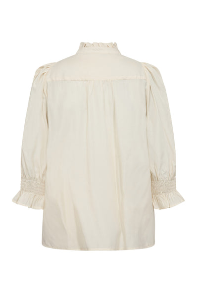AilaCC Frill SS V-Blouse 11-Off white - 35866 Thumbnail