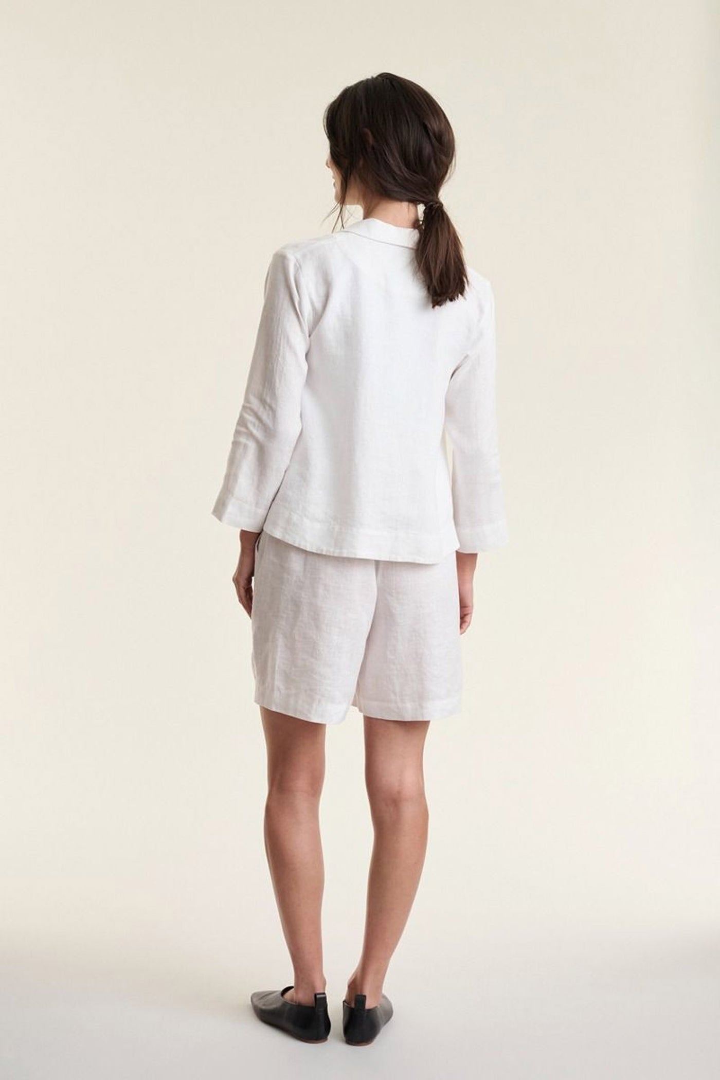 Airy linen a-formet jakke White - 263-2136-5768