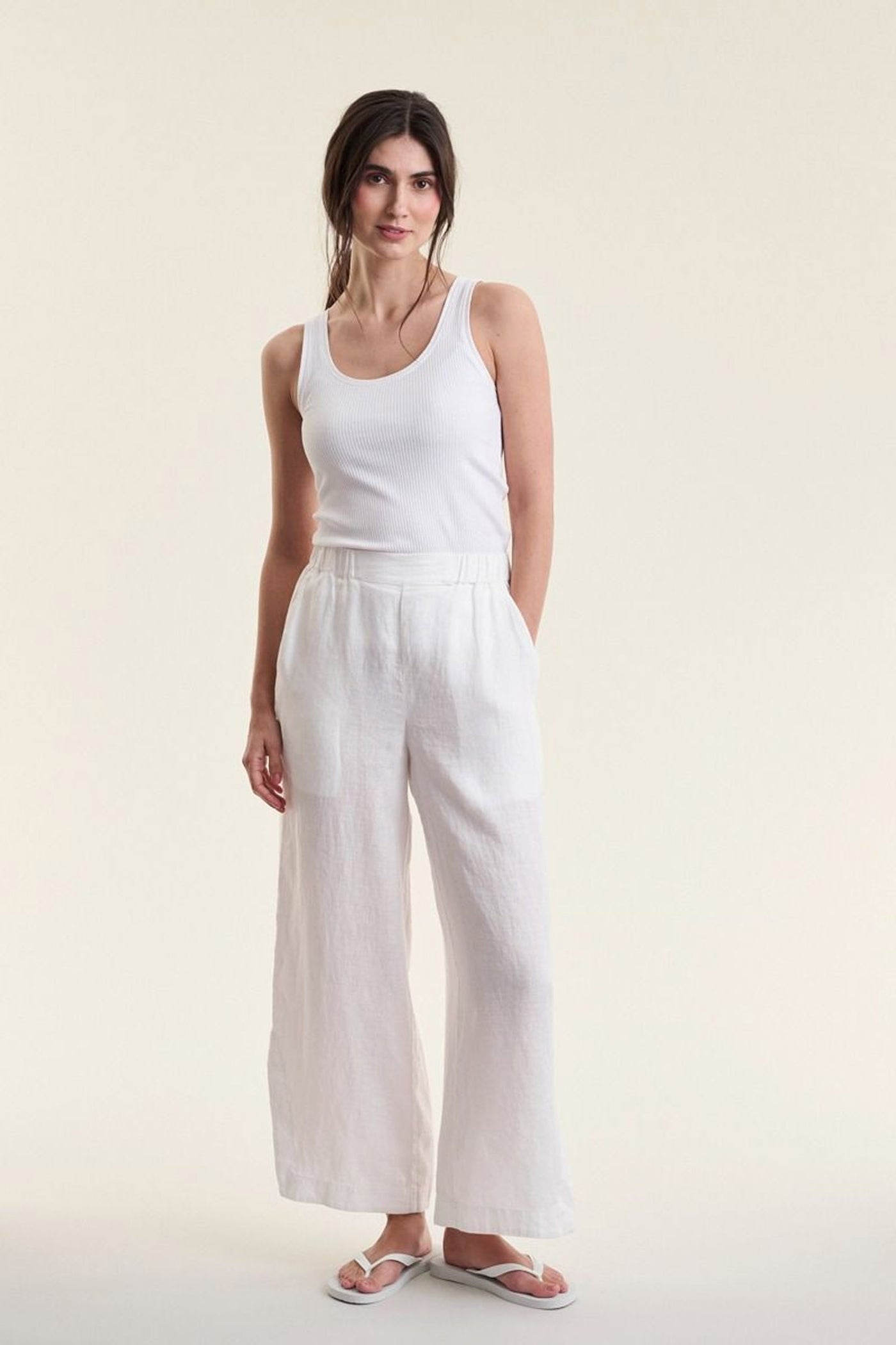 Airy linen elastik bukser White - 263-2136-5764