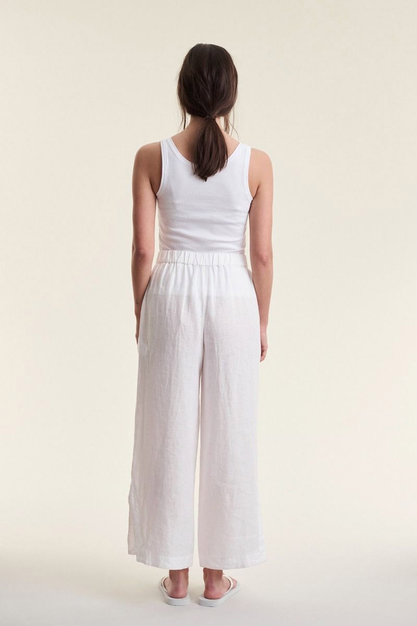 Airy linen elastik bukser White - 263-2136-5764
