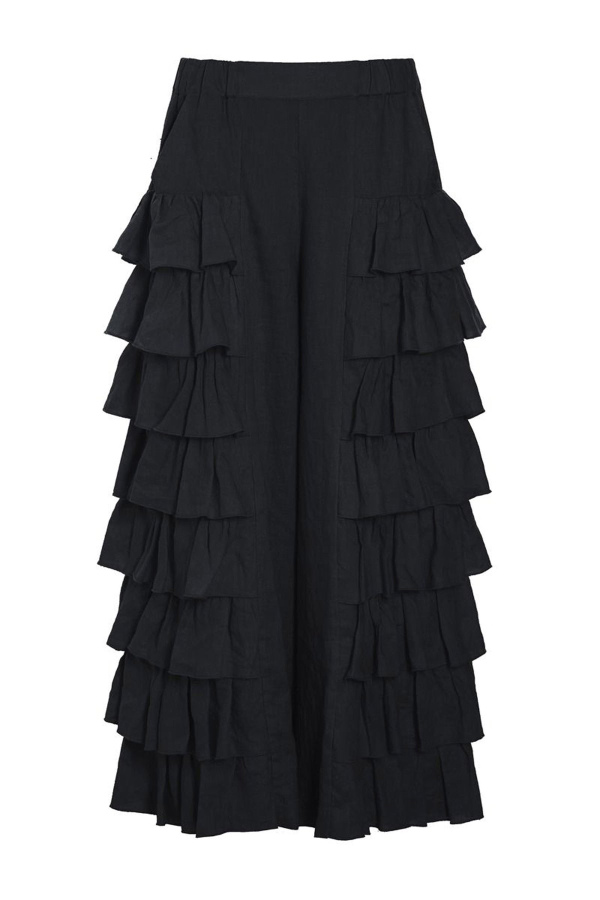 Airy linen flæsebukser Black - 263-2136-5763