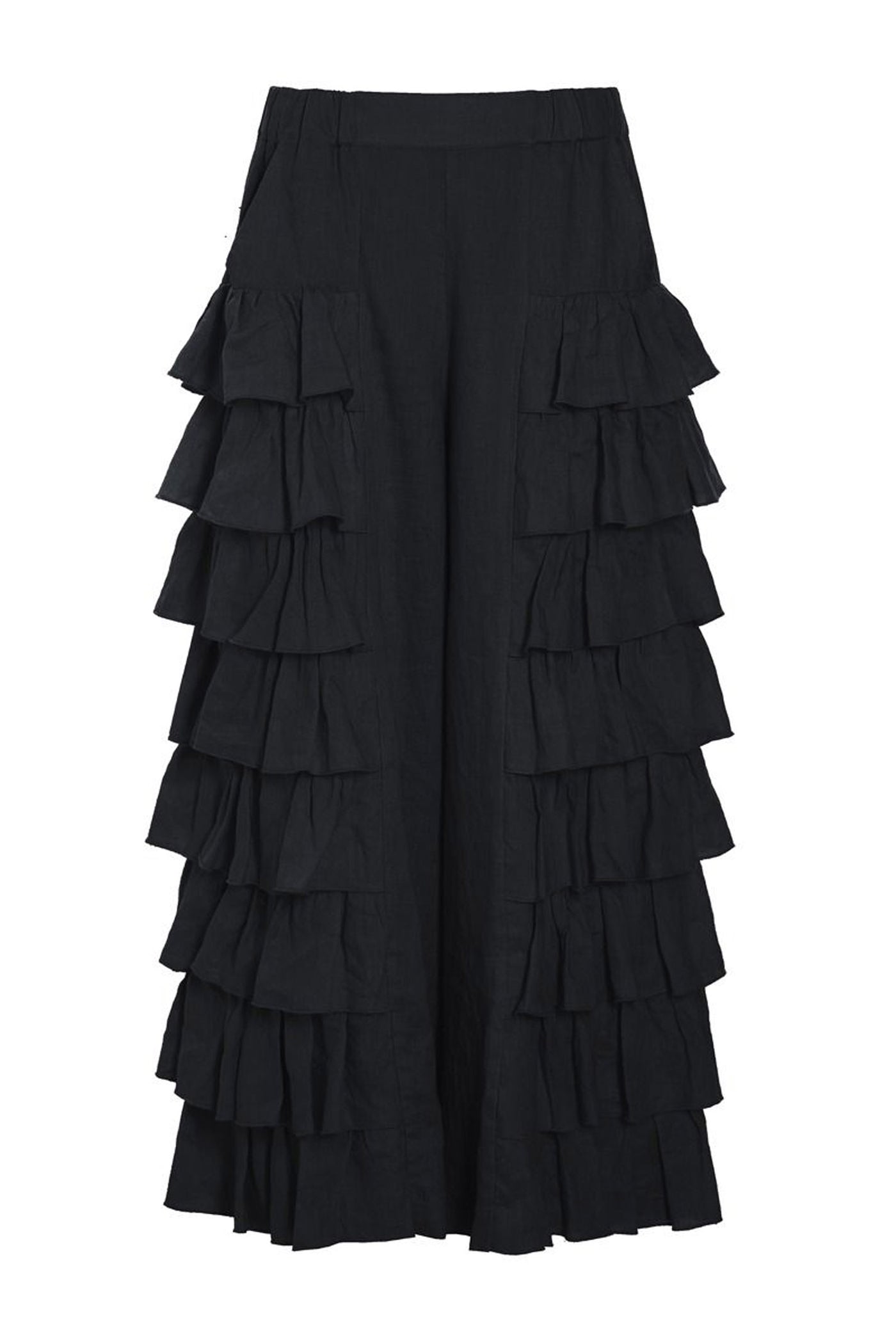 Airy linen flæsebukser Black - 263-2136-5763