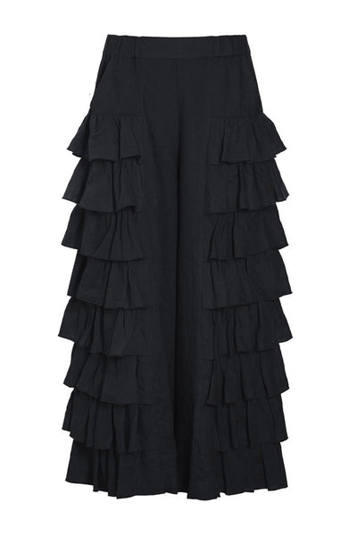 Airy linen flæsebukser Black - 263-2136-5763 Thumbnail
