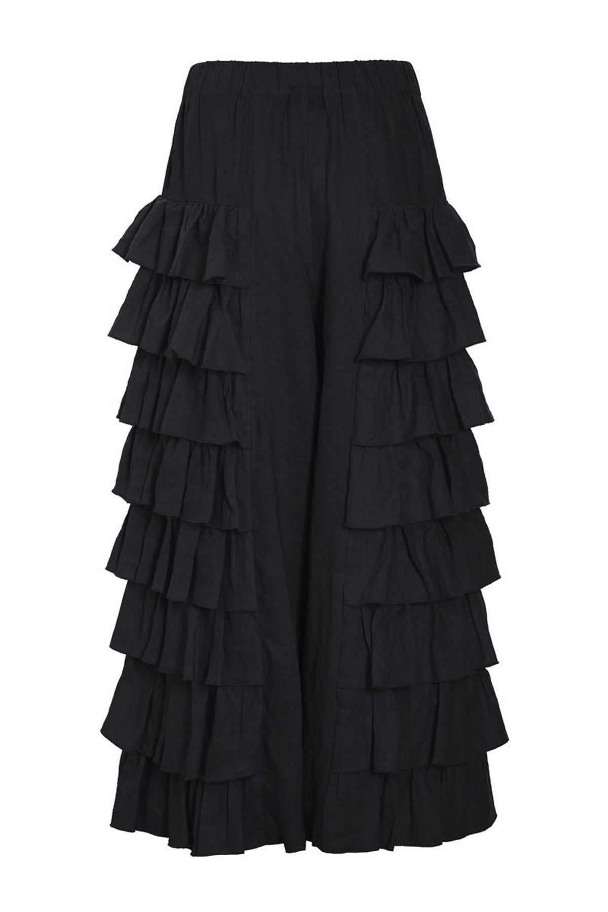 Airy linen flæsebukser Black - 263-2136-5763