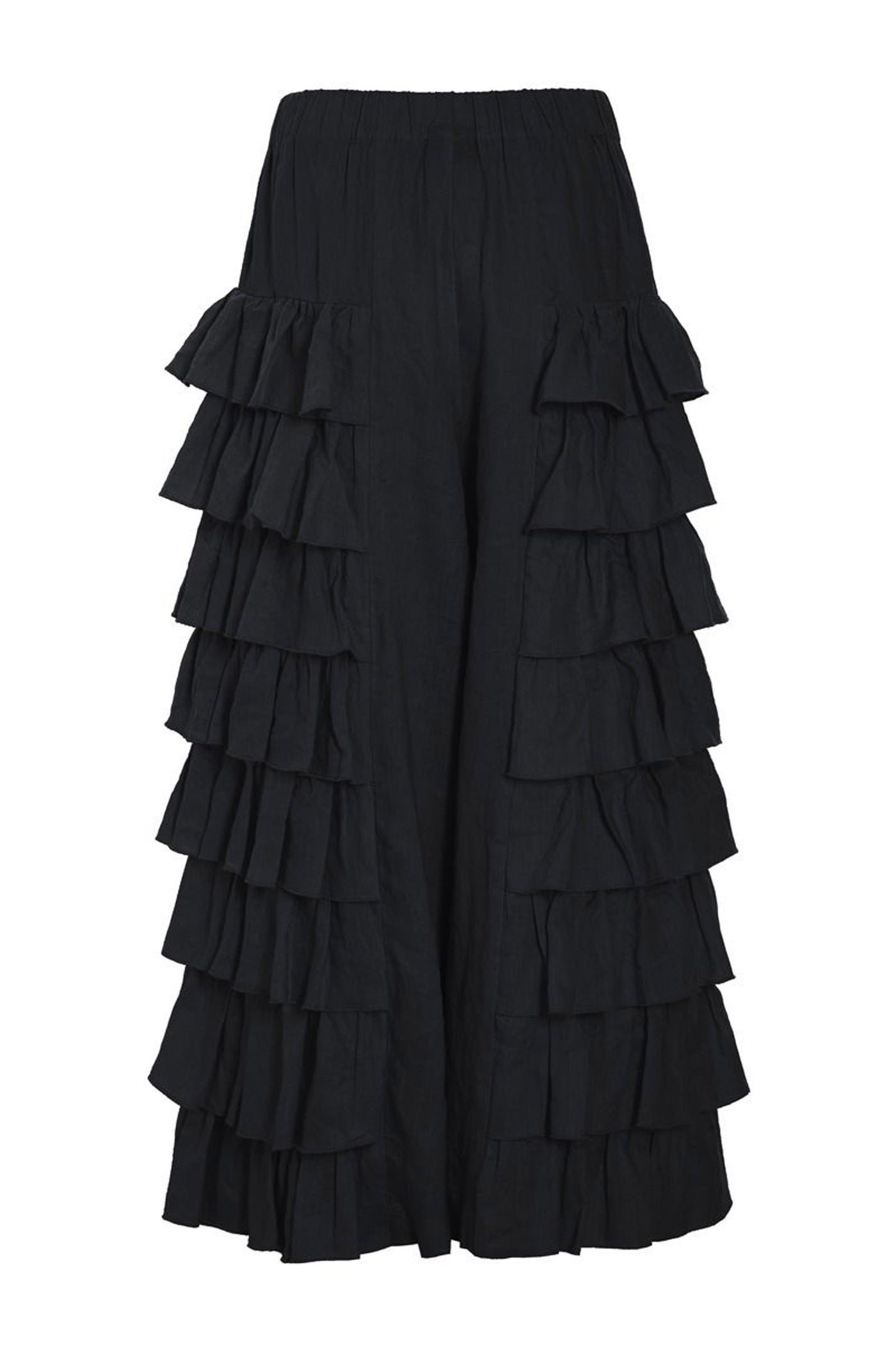 Airy linen flæsebukser Black - 263-2136-5763