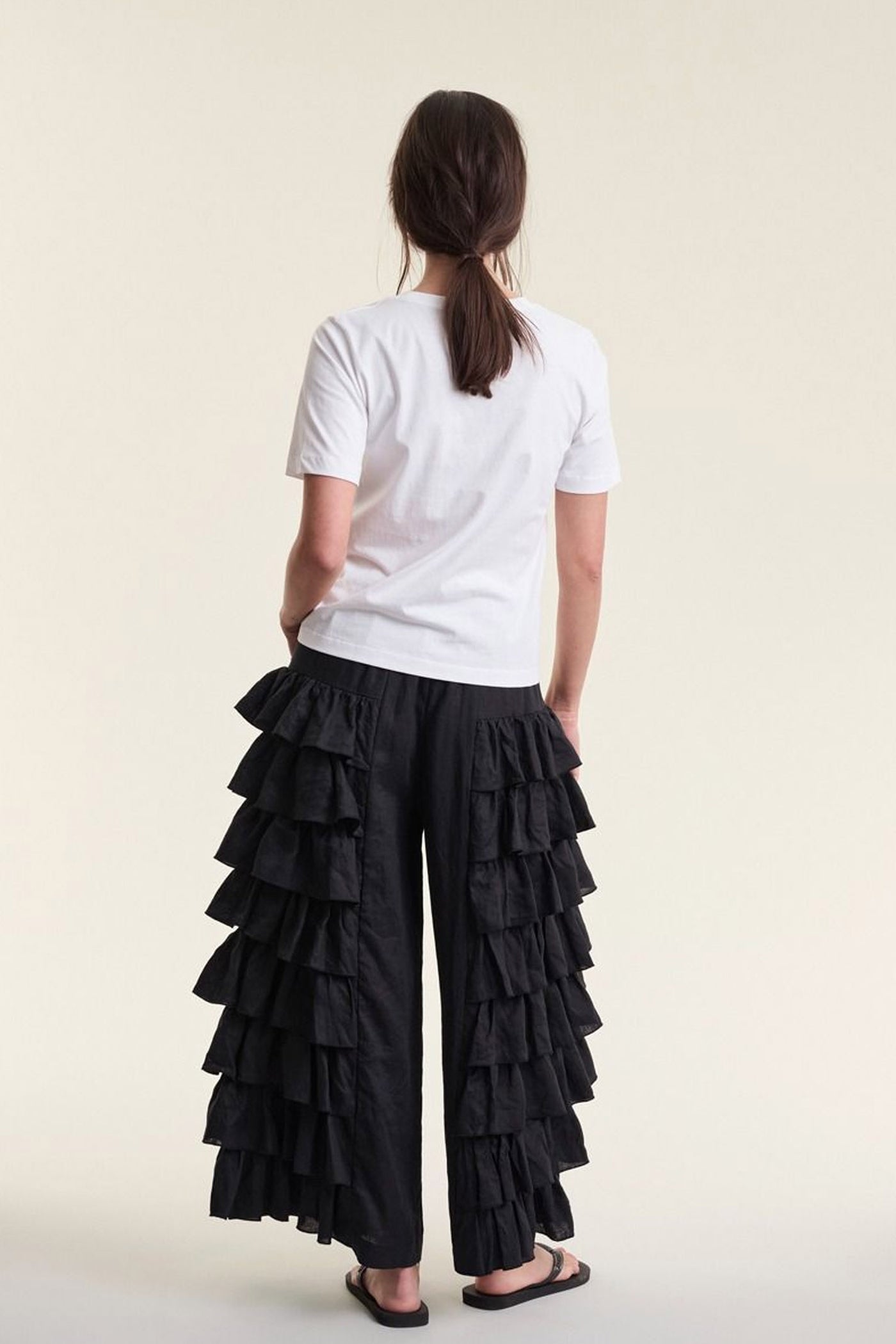 Airy linen flæsebukser Black - 263-2136-5763