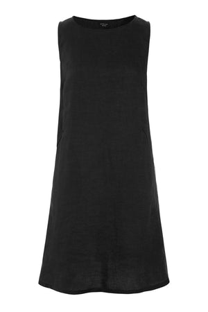 Airy linen kort kjole Black - 263-2136-5783