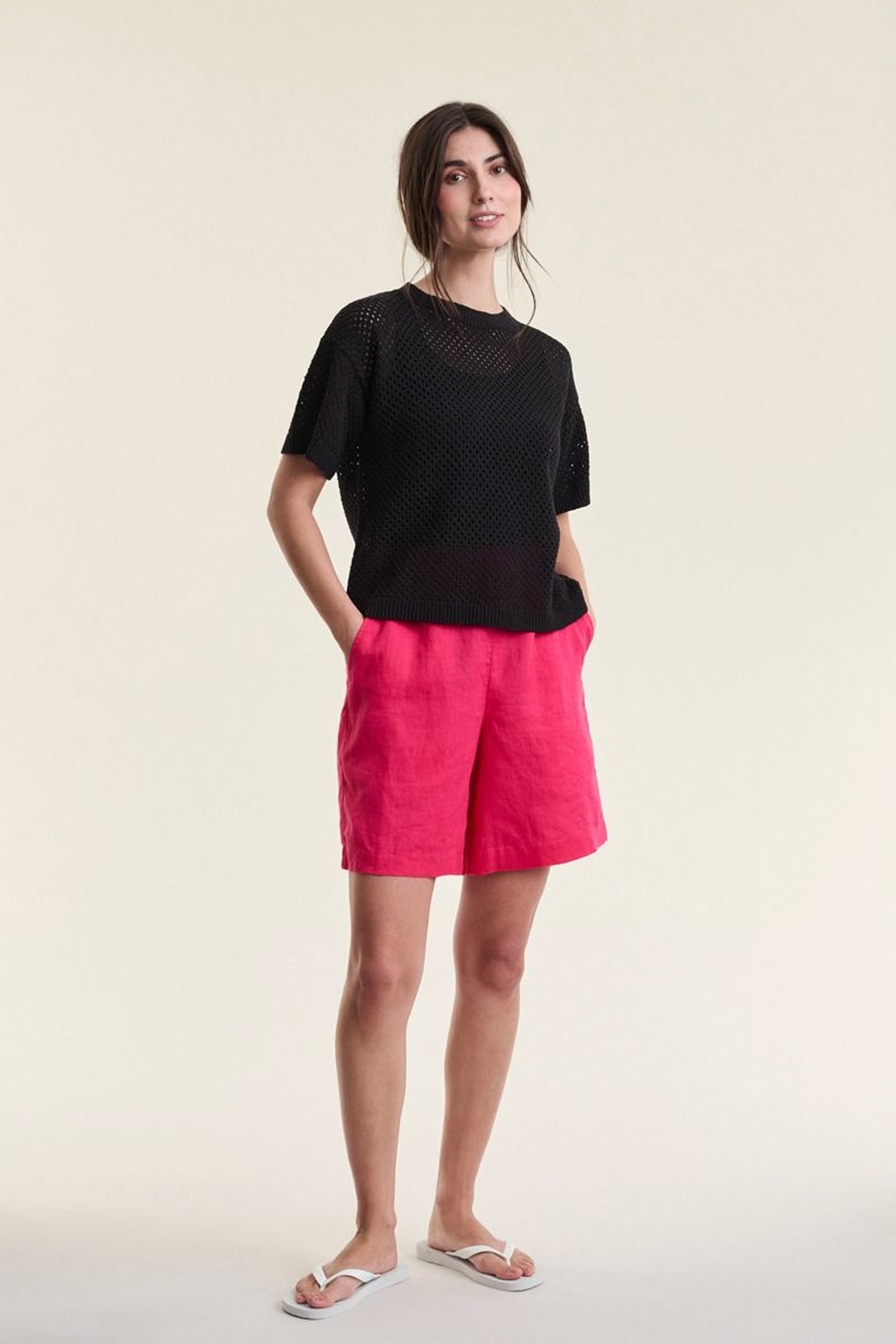 Airy linen shorts RHODODENDRON - 263-2136-5767