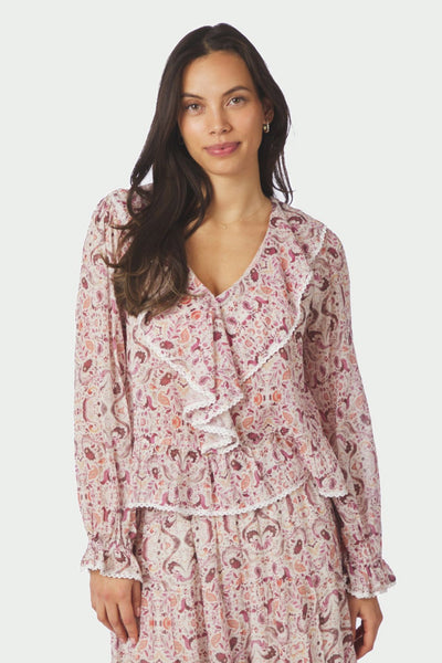 Ajda Paisley Dance Blouse Rose - 167762 Thumbnail