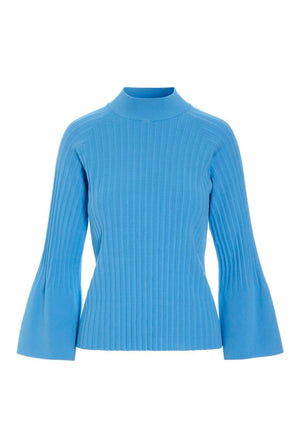 Akiko højhalset bluse Lake Blue - 266-1086-5890
