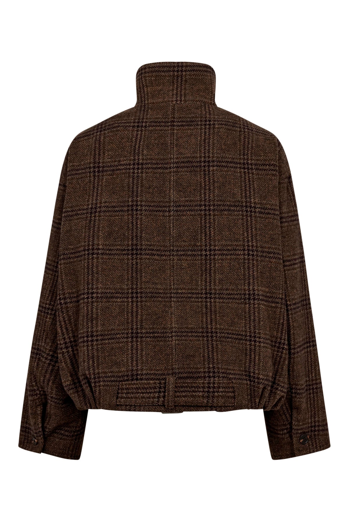 OlvaCC Check Balloon Jacket 20003-Dark Brown - 500170