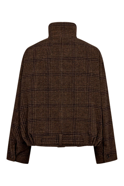 OlvaCC Check Balloon Jacket 20003-Dark Brown - 500170 Thumbnail