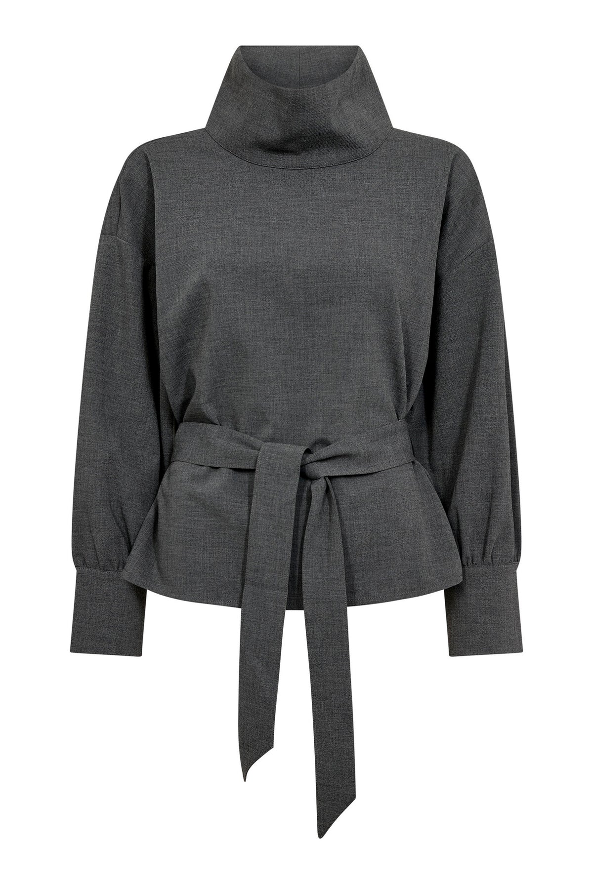 Priscillacc Funnel Neck Blouse Mid Grey - 500822