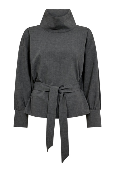 Priscillacc Funnel Neck Blouse Mid Grey - 500822 Thumbnail