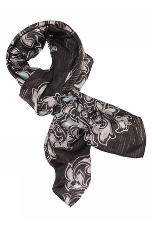 Allis, printed silk scarf 82728-BeigeBrown - 59800/4039