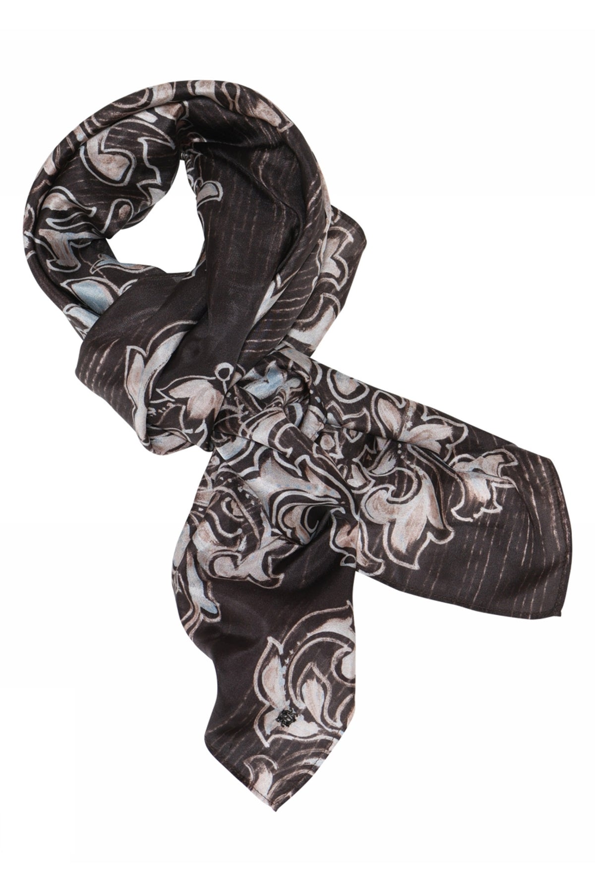 Allis, printed silk scarf 82728-BeigeBrown - 59800/4039