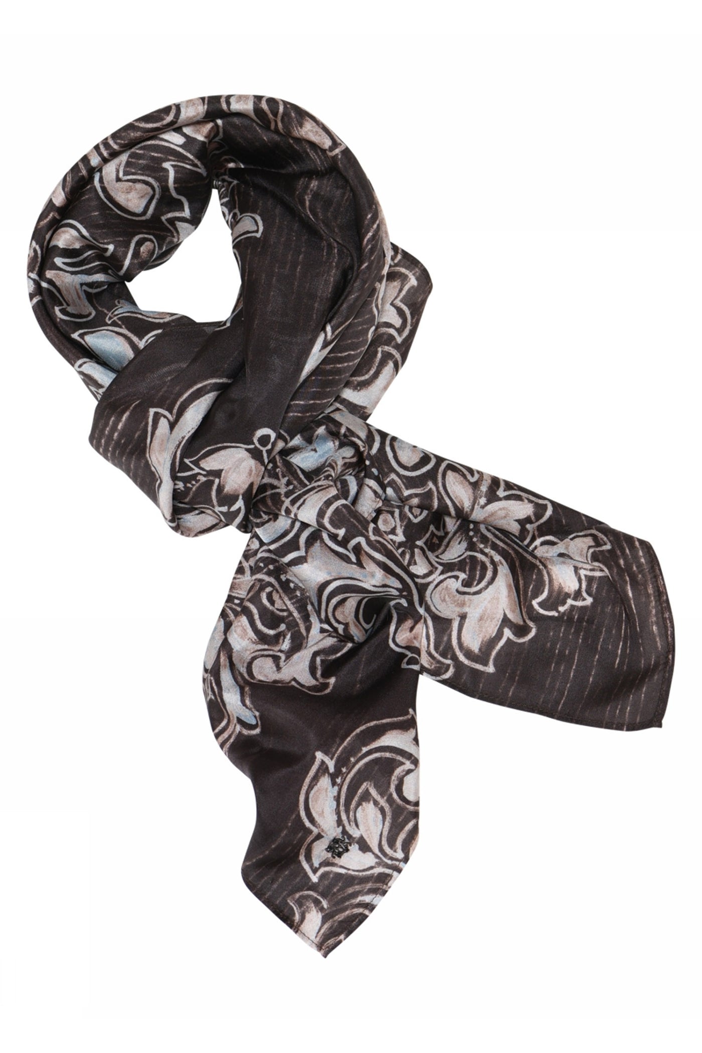 Allis, printed silk scarf 82728-BeigeBrown - 59800/4039