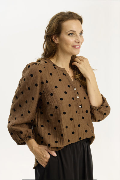 Alma blouse Brown - 16934 Thumbnail