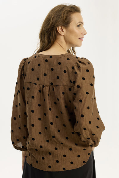 Alma blouse Brown - 16934 Thumbnail