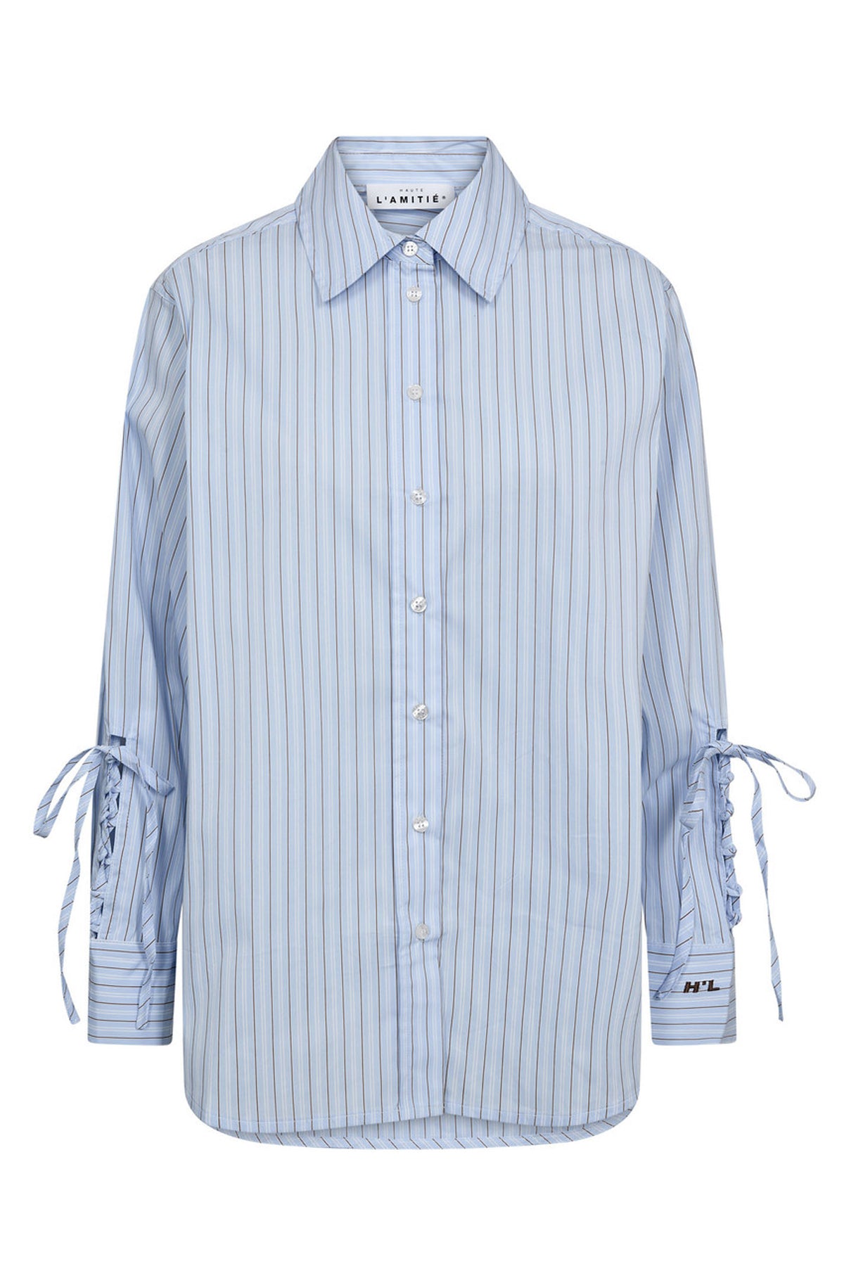 Alvina Tie Stripe Shirt Pale Blue - HL10387