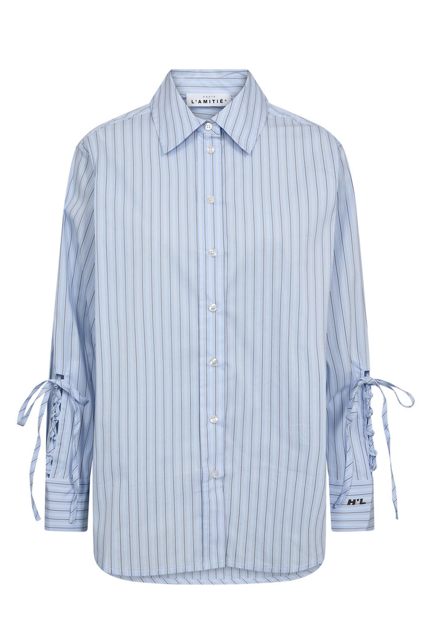 Alvina Tie Stripe Shirt Pale Blue - HL10387