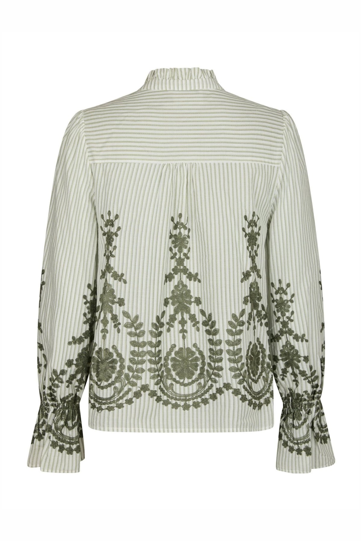 Amara Stripe Emb Blouse DUSTY GREEN - 163363