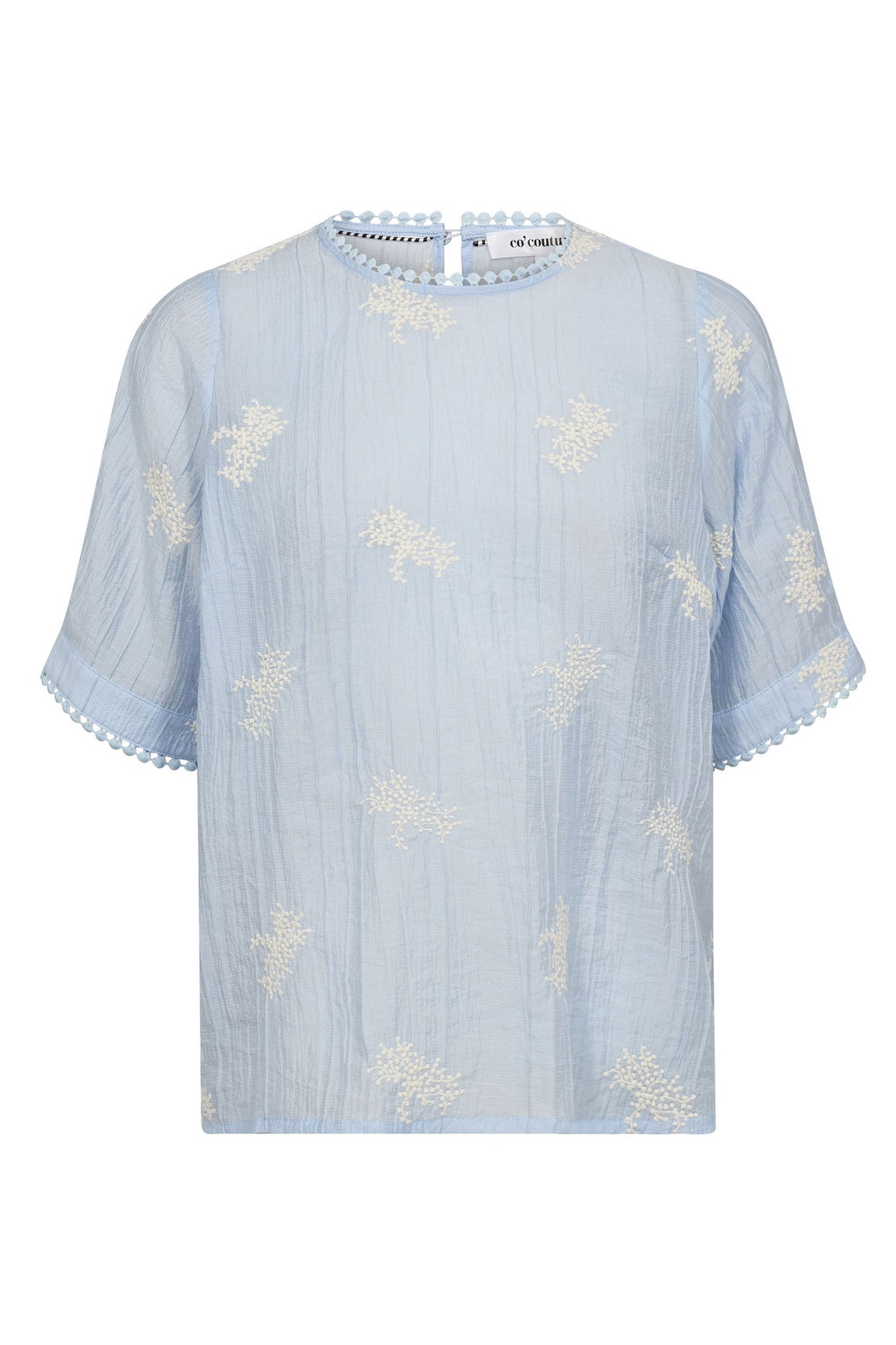 AmeliaCC Emb SS Blouse 23-Pale Blue - 45098