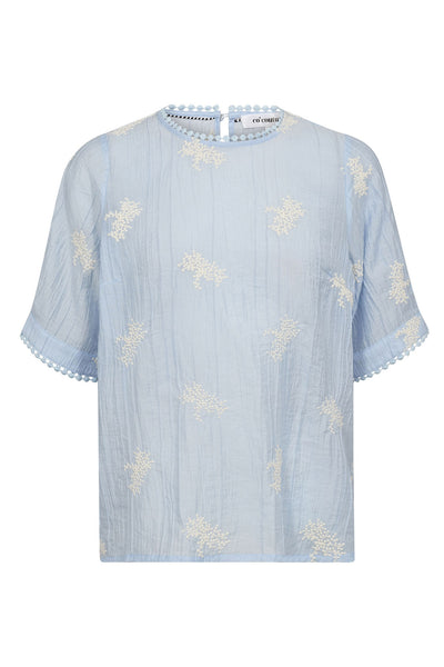 AmeliaCC Emb SS Blouse 23-Pale Blue - 45098 Thumbnail
