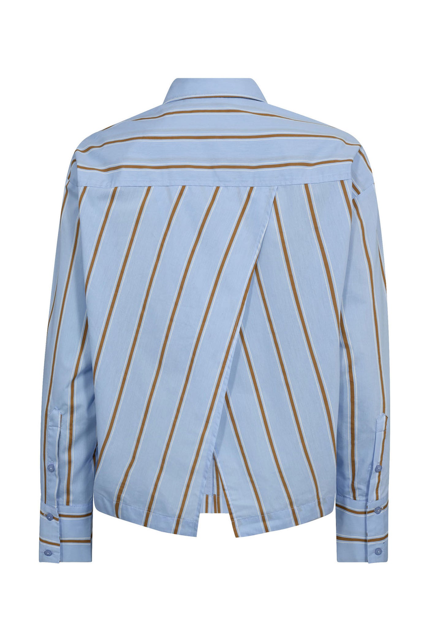 AmoraCC Stripe Tie Shirt 23-Pale Blue - 35918