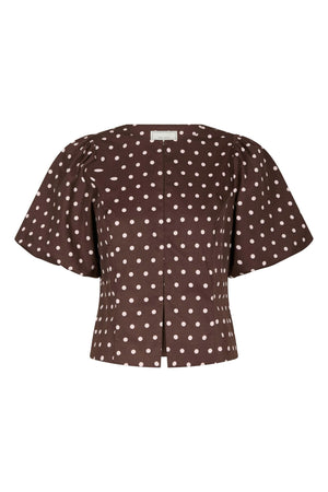 Anela Dot Blouse Brown - 167821