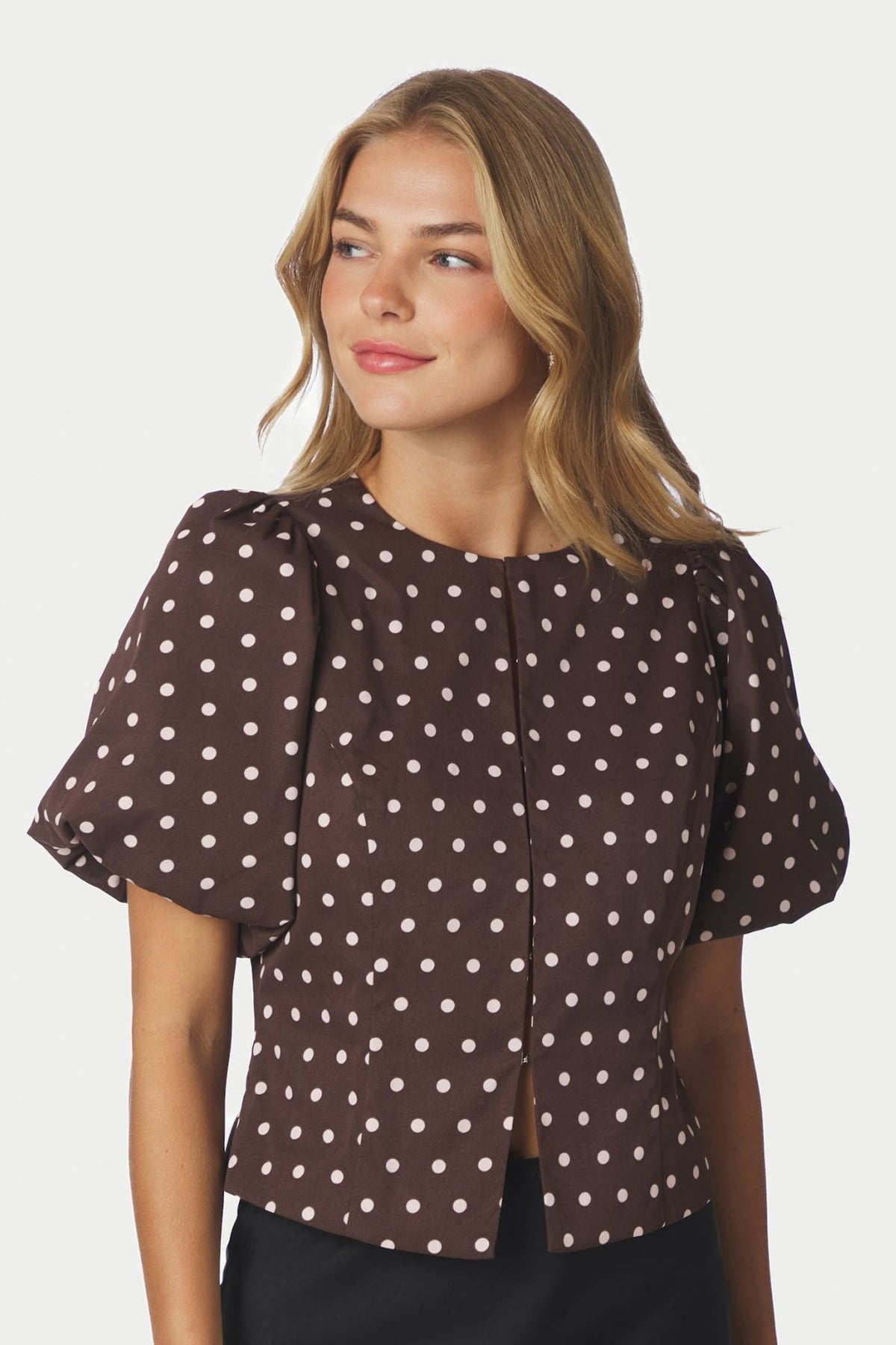Anela Dot Blouse Brown - 167821
