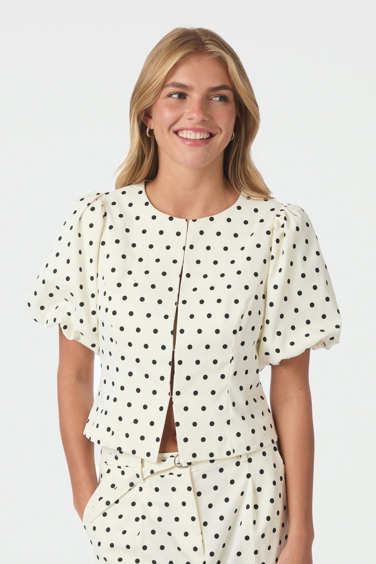 Anela Dot Blouse White - 167821