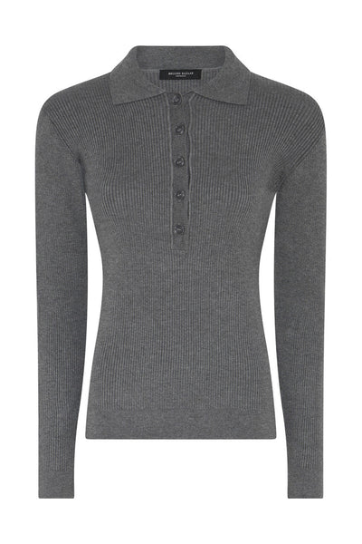 AnemoneBBValea knit polo Grey mel - BBW5057 Thumbnail
